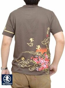 三蔵法師旅行の途中半袖Tシャツ◆悟空本舗 ブラウンMサイズ LGT-5905 ゴクー 和柄 和風 お猿さん 西遊記