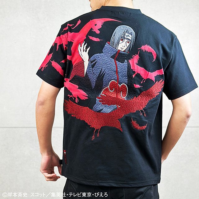 NARUTO×絡繰魂 【うちはイタチ】暁半袖Tシャツ◆絡繰魂 ブラックXXLサイズ 242004 和柄 和風 刺繍 ジャンプ 忍者 ナルト