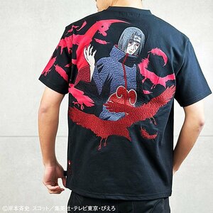 NARUTO×絡繰魂 【うちはイタチ】暁半袖Tシャツ◆絡繰魂 ブラックLサイズ 242004 和柄 和風 刺繍 ジャンプ 忍者 ナルト