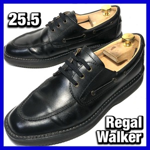 管理H7■Regal Walker 25.5cm メンズ 黒 ブラック デッキシューズ 604 リーガルウォーカー 革靴 レザー シューズ 本革 中古 *BB025