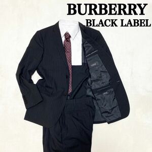 1円〜Burberry Black Label バーバリーブラックレーベル スーツ セットアップ ストライプ ブラック