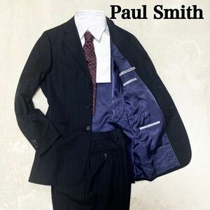1円〜美品 Paul Smith ポールスミス スーツ セットアップ ストライプ ネイビー ウール100% Lサイズ