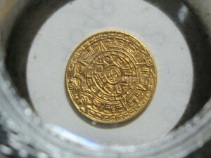 ◆古代　アステカカレンダー？＆人物刻　　アンティーク　22K　金貨　コイン