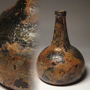 慶應◆古代ペルシャ美術 8-10世紀 アッバース朝 イスラムガラス 銀化長頸大瓶 発掘出土品