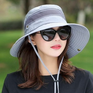 帽子 レディース つば広 日焼け防止 紫外線対策 サファリハット グレー