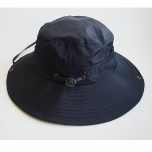帽子 レディース つば広 日焼け防止 紫外線対策 サファリハット ネイビーの画像4