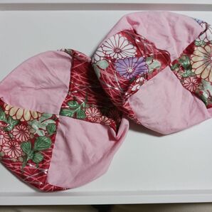 バスティンお手玉 2個セット ピンク×和柄の花柄　ハンドメイド