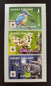 フィンランド　世界自然保護基金　WWF ヨーロッパ切手　CEPT Europe 鳥　蝶　コウモリ　3種完　未使用　NH