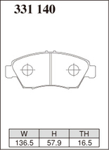 ディクセル ブレーキパッド シビック EG6/EG9 Sタイプ フロント左右セット 331140 DIXCEL ブレーキパット_画像2
