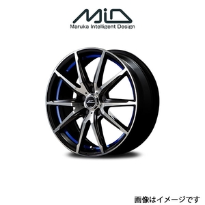 MID シュナイダー RX 02 アルミホイール 1本 プレオ RV1/RV2(12×3.5B 4-100 INSET42 ブラックポリッシュ/アンダーカットブルー)SCHNEIDER