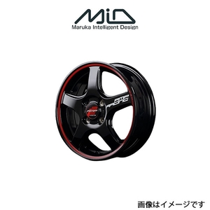 MID RMPレーシング R50 アルミホイール 1本 ステラ/ステラカスタム LA100F/LA110F(15×5J 4-100 INSET45 ブラック/リムレッド)RMP RACING