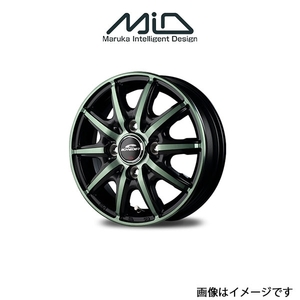 MID シュナイダー RX10-K アルミホイール 1本 サンバー TT1/TT2(12×3.5B 4-100 INSET42 ブラックポリッシュ/グリーン)SCHNEIDER