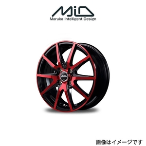 MID シュナイダー DR02 アルミホイール 1本 プレオ L275F/L285F(12×3.5B 4-100 INSET42 ブラックポリッシュ+レッドクリア)SCHNEIDER DR 02