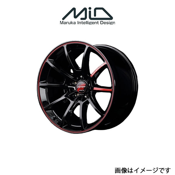 MID RMPレーシング R25 アルミホイール 1本 ブルーバードシルフィ 11系(16×6J 4-100 INSET43 ブラック/リムレッドライン)RMP RACING R25