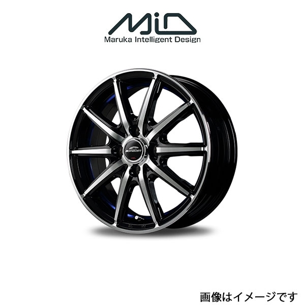 MID シュナイダー SX 2 アルミホイール 1本 フレアカスタムスタイル MJ系(15×4.5J 4-100 INSET45 ブラック/ブルー)SCHNEIDER