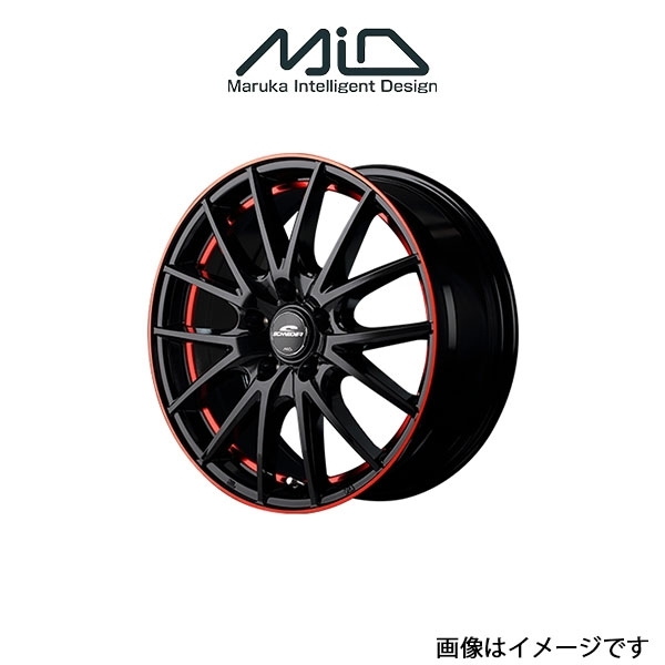 MID シュナイダー RX27 アルミホイール 4本 リーフ ZE0/AZE0(17×7J 5-114.3 INSET48 ブラック/レッド)SCHNEIDER