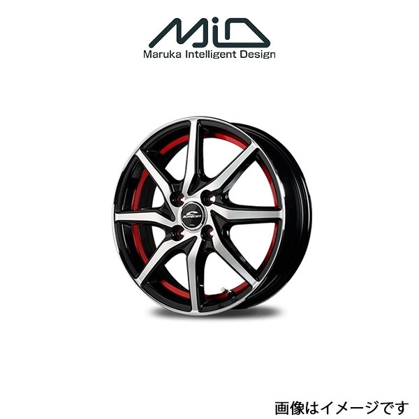 MID シュナイダー RX810 アルミホイール 4本 ライフ JC系(14×4.5J 4-100 INSET45 ブラックポリッシュ/アンダーカットレッド)SCHNEIDER