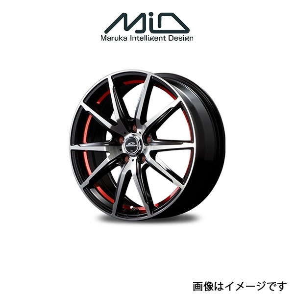 MID シュナイダー RX 02 アルミホイール 4本 パレット MK21S(14×4.5J 4-100 INSET45 ブラックポリッシュ/アンダーカットレッド)SCHNEIDER