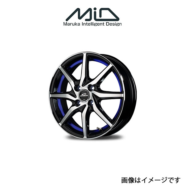 MID シュナイダー RX810 アルミホイール 4本 ワゴンR MH34/MH44(14×4.5J 4-100 INSET45 ブラックポリッシュ/ブルー)SCHNEIDER