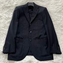 クリーニング済★シップス SHIPS★テーラードジャケット/サイズ44/Sサイズ相当 ロロピアーナ 濃紺 ネイビーTailoring Style ペンストライプ_画像2