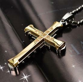 【N082】ネックレス　メンズ ゴールド　クロス　十字架　アクセサリー