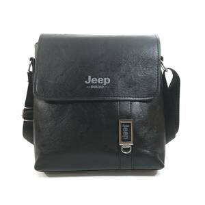 送料込1円～ Jeep ショルダーバッグ 213 ブラック メンズ 撥水 PUレザー 肩掛け 斜め掛け