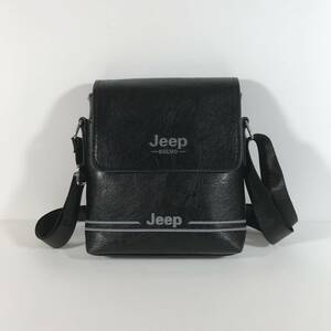 送料込1円～ Jeep ミニショルダーバッグ 217 メンズ ブラック コンパクト 18×20×4cm 撥水 PUレザー