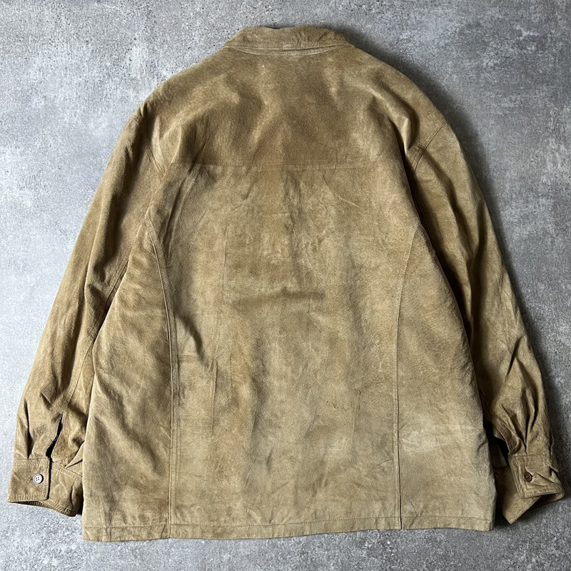 90s Croft&Barrow 本革 スエード レザー 長袖 シャツ XL / 90年代 オールド レザーシャツ ボックス ベージュ タン 90s Croft&Barrow 本革 スエード レザー 長袖 シャツ XL / 90年代 オールド レザーシャツ ボックス ベージュ タン
