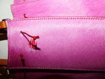 Lolli Burlinetto Made in Italy トートバッグ　肩掛け　イタリア製　ハラコ&牛革製　ピンク、オレンジ&赤　ヴィヴィッドカラー　差し色_画像2