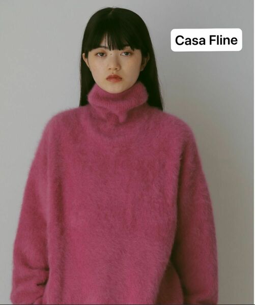CASA FLINE フォックス　ハイネックニット　トップス　ピンク　free size
