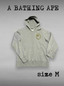 A BATHING APE ロープロゴフルジップパーカーグレーサイズ M美品