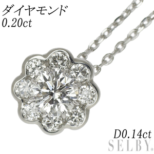 K18WG ダイヤモンド ペンダントネックレス 0.20ct D0.14ct フラワー 新入荷 出品1週目 SELBY