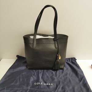 NA★1円〜中古品 COLE HAAN コールハーン レザー タッセル トートバッグ ショルダー レディース ブラック系