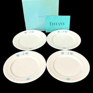 仙6 TIFFANY&Co. 不二家 プレート 4枚セット 平皿 ハート 箱入り ティファニー コラボ 食器 お皿 テーブルウェア
