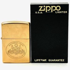仙9 Zippo SOLID BRASS SOUTHERN CROSS オイルライター ゴールドカラー ジッポ ソリッド サザンクロス ケース付き 喫煙具 喫煙グッズ