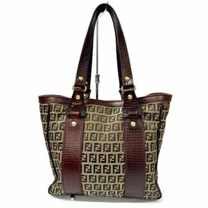 仙16 FENDI ズッキーノ トートバッグ ショルダーバッグ ブラウン系 ベージュ系 フェンディ 鞄 肩掛け レディース