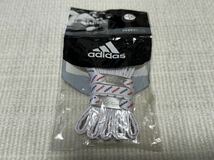 新品 未使用 アディダス adidas 靴紐 ひも シューレース ホワイト 白 トリコロール 赤 青ロゴ 120cm スーパースター スタンスミス デュブレ_画像1