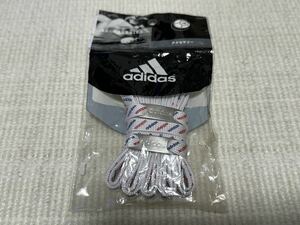 新品 未使用 アディダス adidas 靴紐 ひも シューレース ホワイト 白 トリコロール 赤 青ロゴ 120cm スーパースター スタンスミス デュブレ