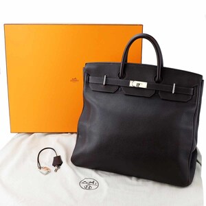 HERMES エルメス オータクロア45 ダークブラウン □D刻印 ヴァッシュフィヨルド シルバー金具【代引き無料】バッグ【中古】22991202