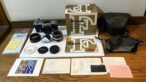 [ジャンク] ニコンF 後期型 取説付き レンズ レザーケース 外箱付き 付属品多数 全て1972年購入ワンオーナー 当時モノ NIKON カメラ