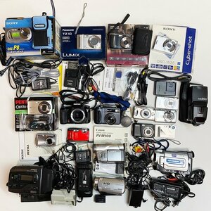 まとめ売り Canon Pentax Panasonic Sony Olympus など コンパクト デジカメ ビデオ ストロボ 等 ジャンク品 動作未確認/A3759-1