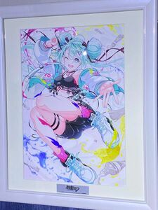 初音ミク　記念額装アート　プリマグラフィ　ANIQUE 複製原画　無糖　Art