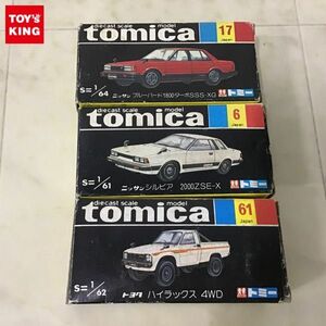 1円〜 黒箱トミカ 日本製 ニッサン ブルーバード1800ターボSSS-XG、トヨタ ハイラックス 4WD 他