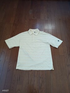 1172【中古品】NIKEGOLF　ナイキゴルフ　ゴルフウェア　半袖ポロシャツ　イエローブルー・ライトブルーライン　メンズ　サイズ　Ｌ