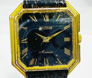 Э SWISS MADE ウォルサム WALTHAM マキシム 2針 黒文字盤 手巻き メンズ腕時計 /257641/26-31