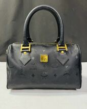 □ MCM ハンドバッグ ナイロン レザー ブラック系 ゴールド金具 / 257120 / 131-9_画像1