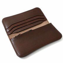 新品 栃木レザー フルベジタブルタンニングレザー 長財布 濃茶 ウォレット 財布 本革 牛革 レザー メンズ 日本製 JAPAN ◆DN167_画像8