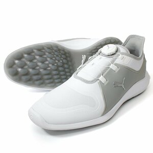 新品 プーマ ゴルフ イグナイト FASTEN8 スパイクレス ゴルフシューズ 26㎝ PUMA GOLF IGNITE ディスク 白 グレー シューズ ◆CN1814A