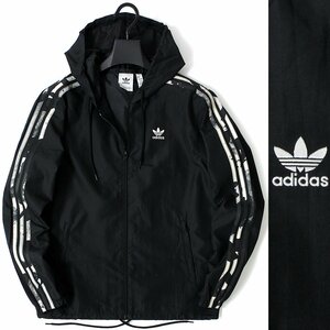 新品 アディダス オリジナルス フルジップ ジャケット 2XL 黒 adidas originals フーディー ブルゾン ウィンドブレーカー カモ ◆CN1898C