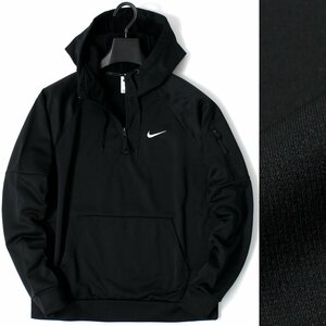 新品 NIKE ナイキ Therma-FIT 裏起毛 フリース パーカー L 黒 ハーフジップ フーディー ロゴ刺繍 スポーツ メンズ 秋冬 ◆CN1893A